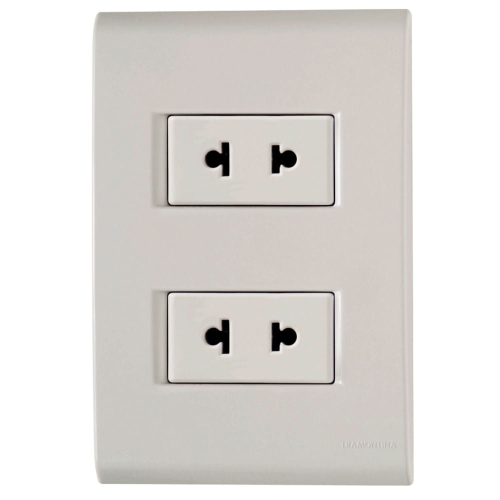Placa Electrica Tramontina Liz Blanco 57170/043 2 Enchufe 2P Universal 15A
