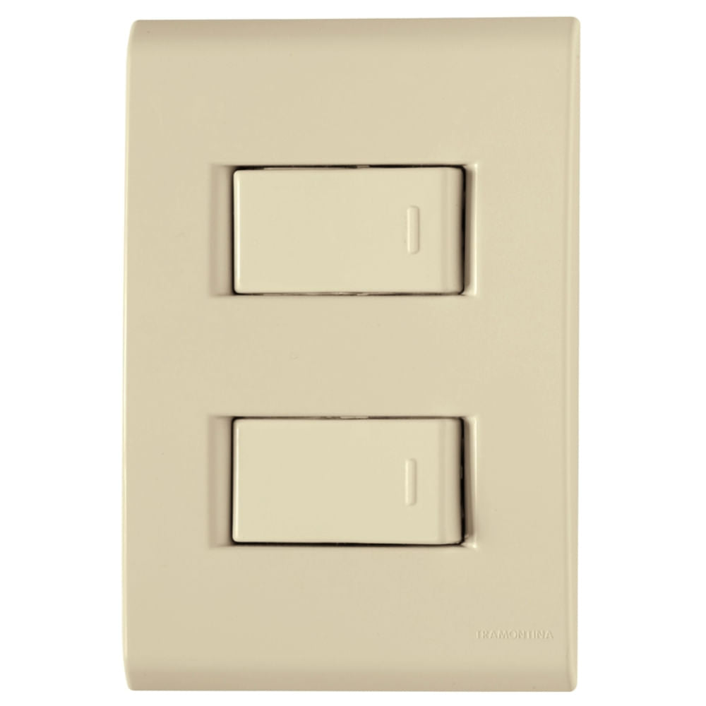 Placa Electrica Tramontina Liz Beige 57171/040 2 Interruptor 10A