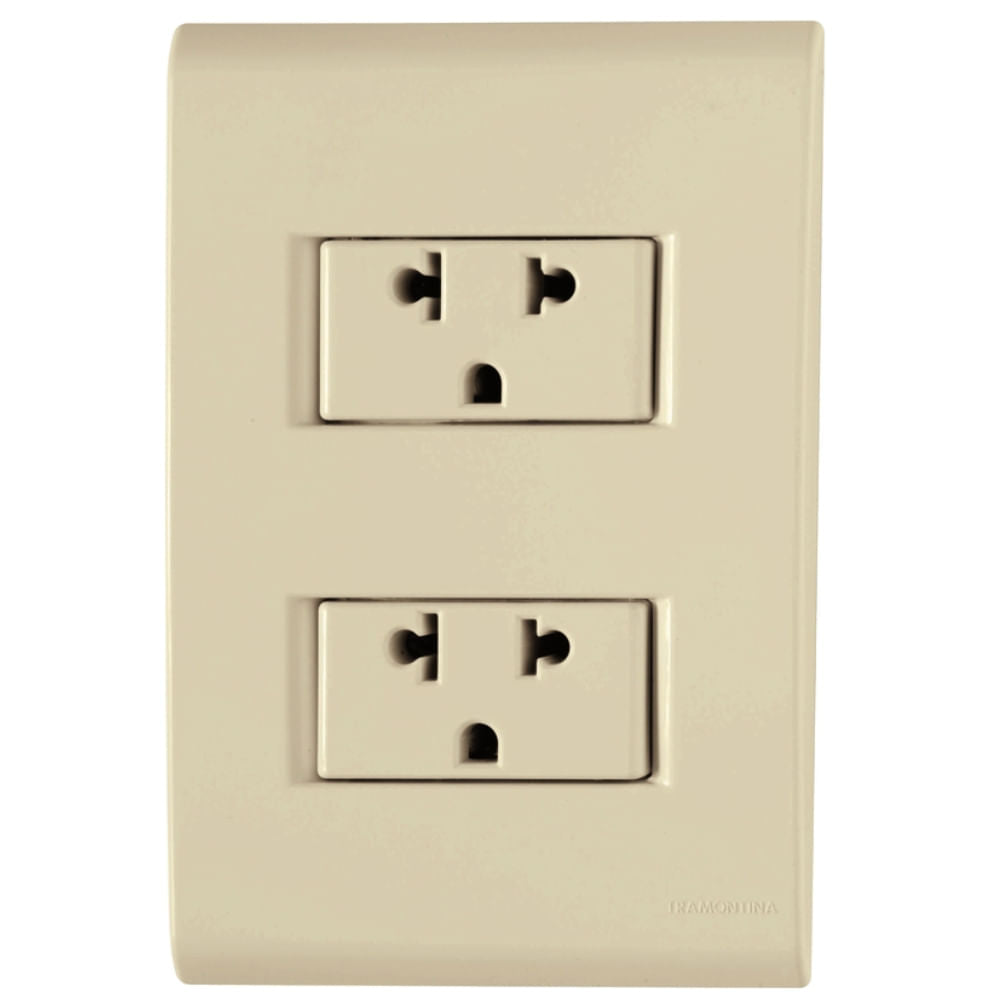 Placa Electrica Tramontina Liz Beige 57171/042 1 Enchufe 2P+T 15A