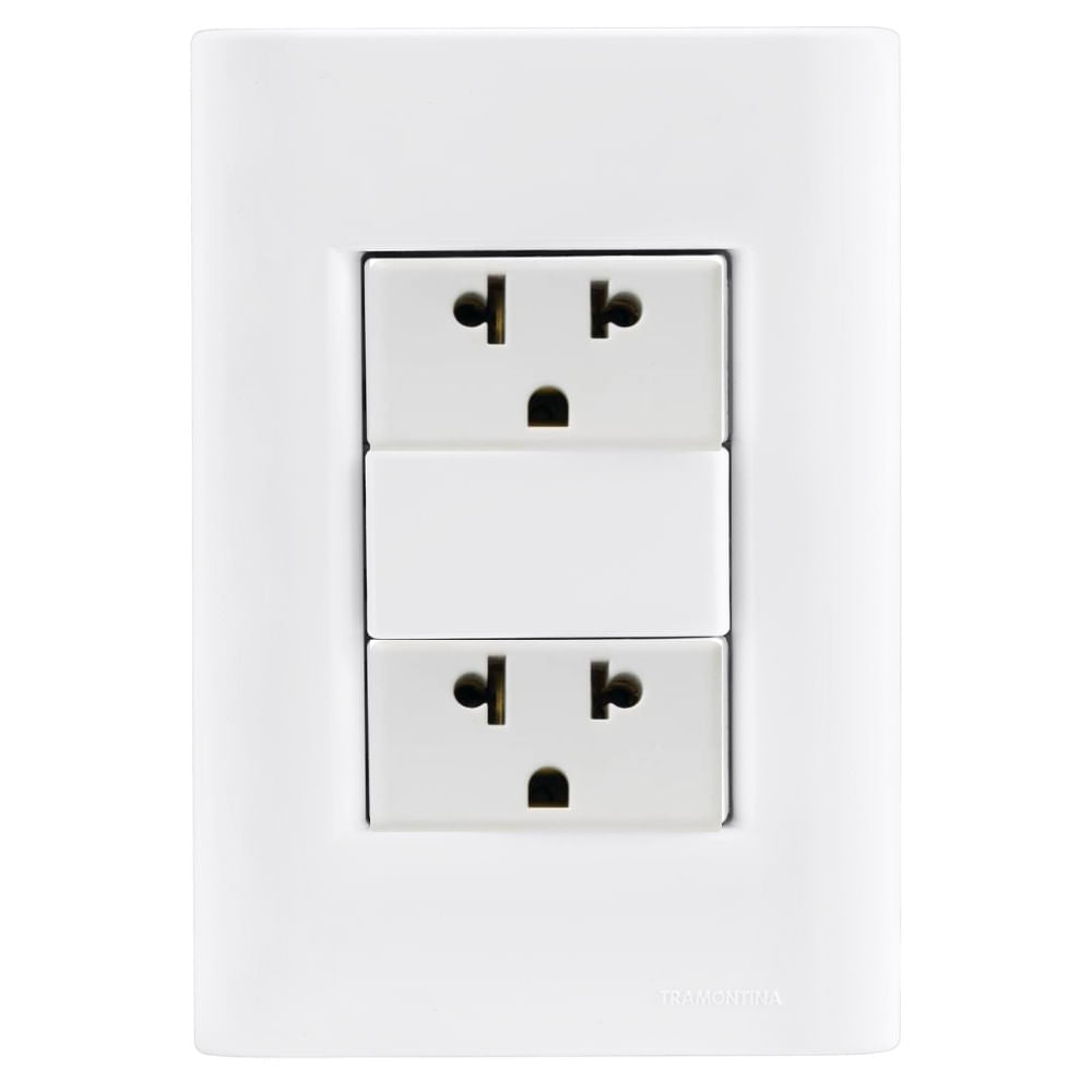 Placa Electrica Tramontina Giz Blanco 57230/042 2 Enchufe 2P+T Universal 15A
