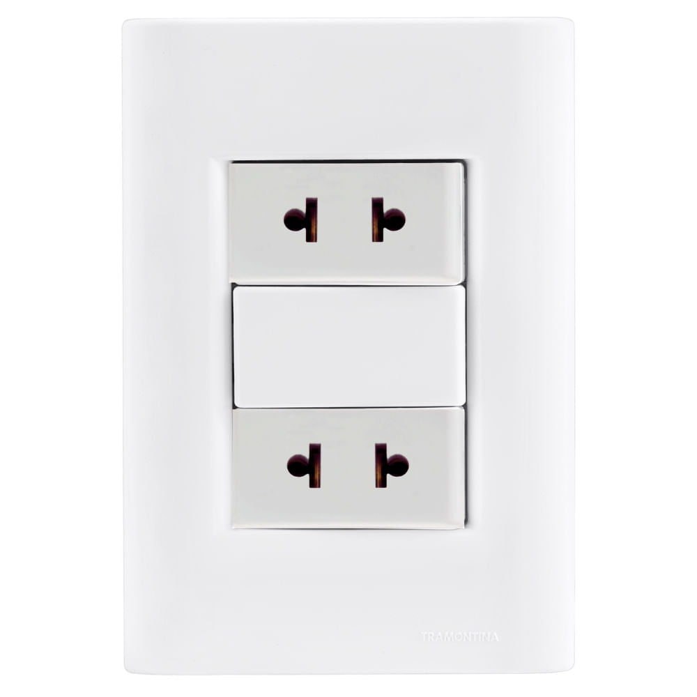 Placa Electrica Tramontina Giz Blanco 57230/043 2 Enchufe 2P Universal 15A