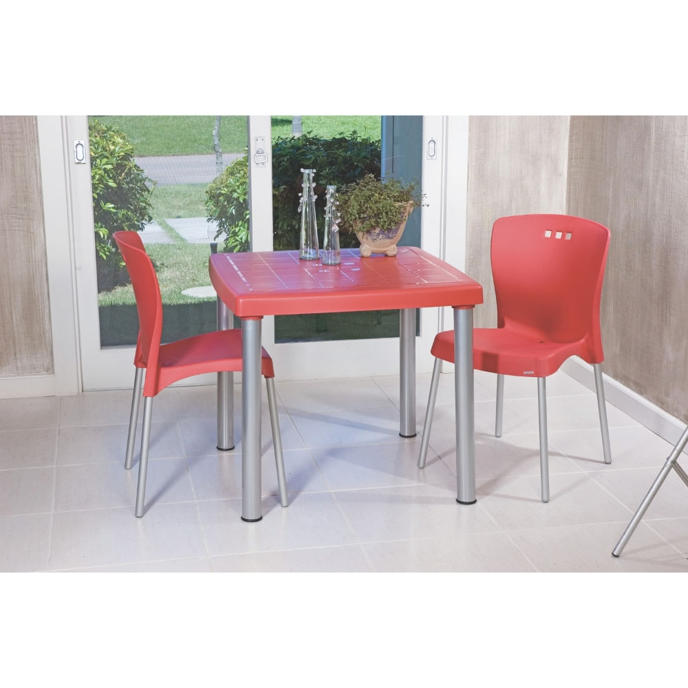 Mesa Cuadrada Tramontina Mona 92350/040 Roja