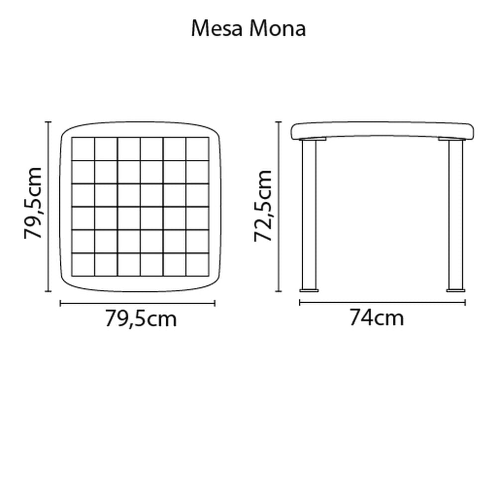 Mesa Cuadrada Tramontina Mona 92350/040 Roja