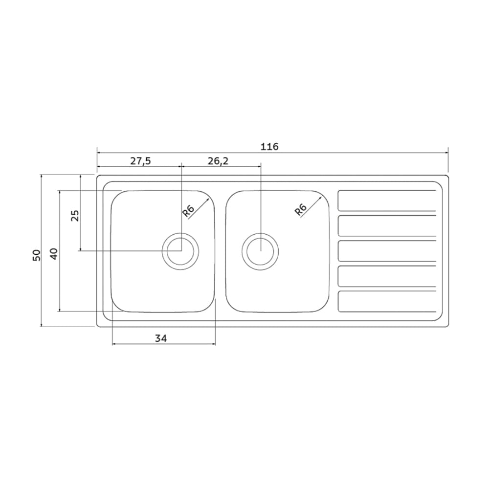 Lavaplatos Encastre Doble Inox 93816/603 116x50x20 Reversible