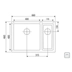 Lavaplatos Encastre Doble Inox 94008/143 66x46x20.5