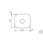 Cubeta Cocina Rectangular Simple Pul 94081/500 40x34x14 AI430 con sifon