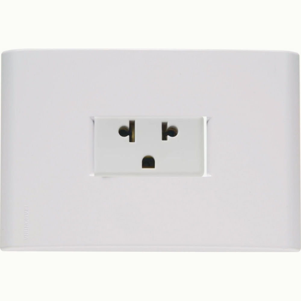 Placa Electrica Tramontina Liz Blanco Vertical 1 Enchufe 2P+T Universal 15A