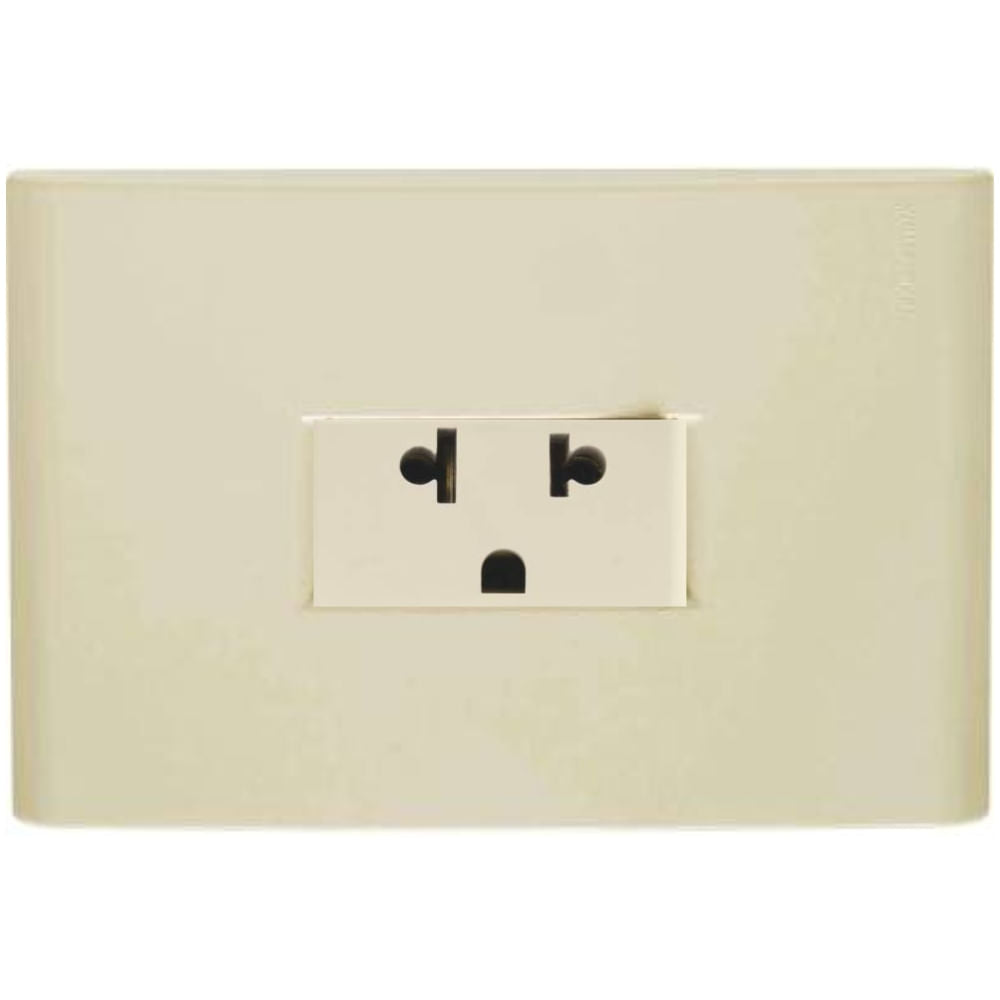 Placa Electrica Tramontina Liz Beige Vertical 1 Enchufe 2P+T Universal 15A