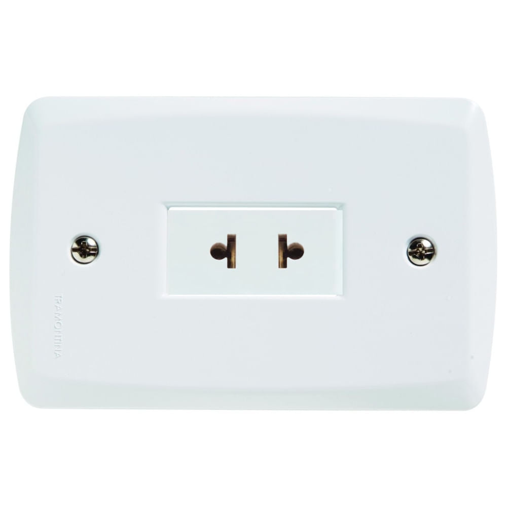 Placa Electrica Tramontina Lux2 Blanco Vertical 1 Enchufe 2P Universal 15A
