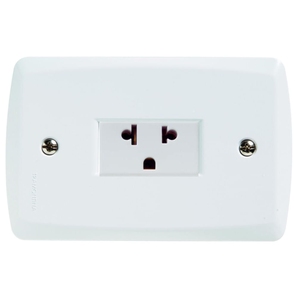 Placa Electrica Tramontina Lux2 Blanco Vertical 1 Enchufe 2P+T Universal 15A