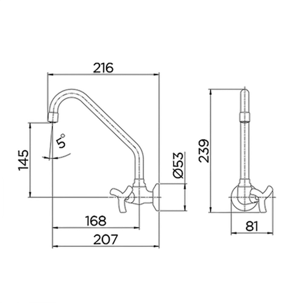 Grifo Cocina Pared Docol Primor 00673606 Pico alto