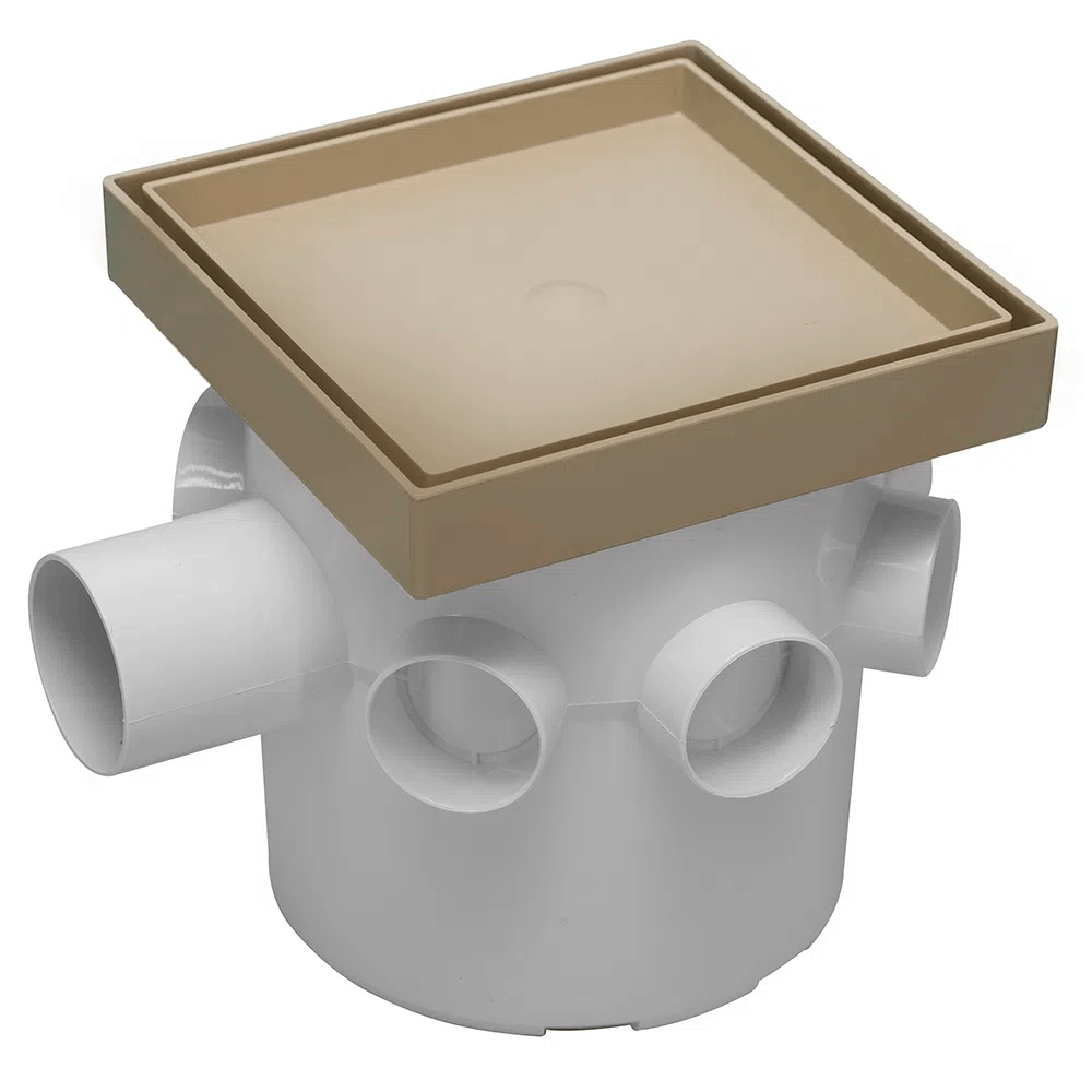 Caja Sifonada Astra Plastico Cuadrado de 6" CS5RO15-BG Beige Oculto