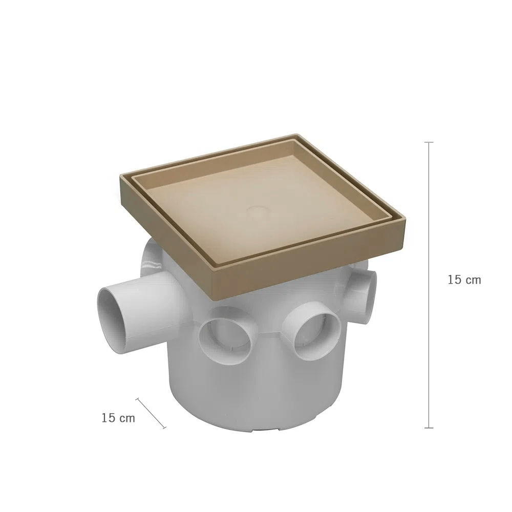 Caja Sifonada Astra Plastico Cuadrado de 6" CS5RO15-BG Beige Oculto