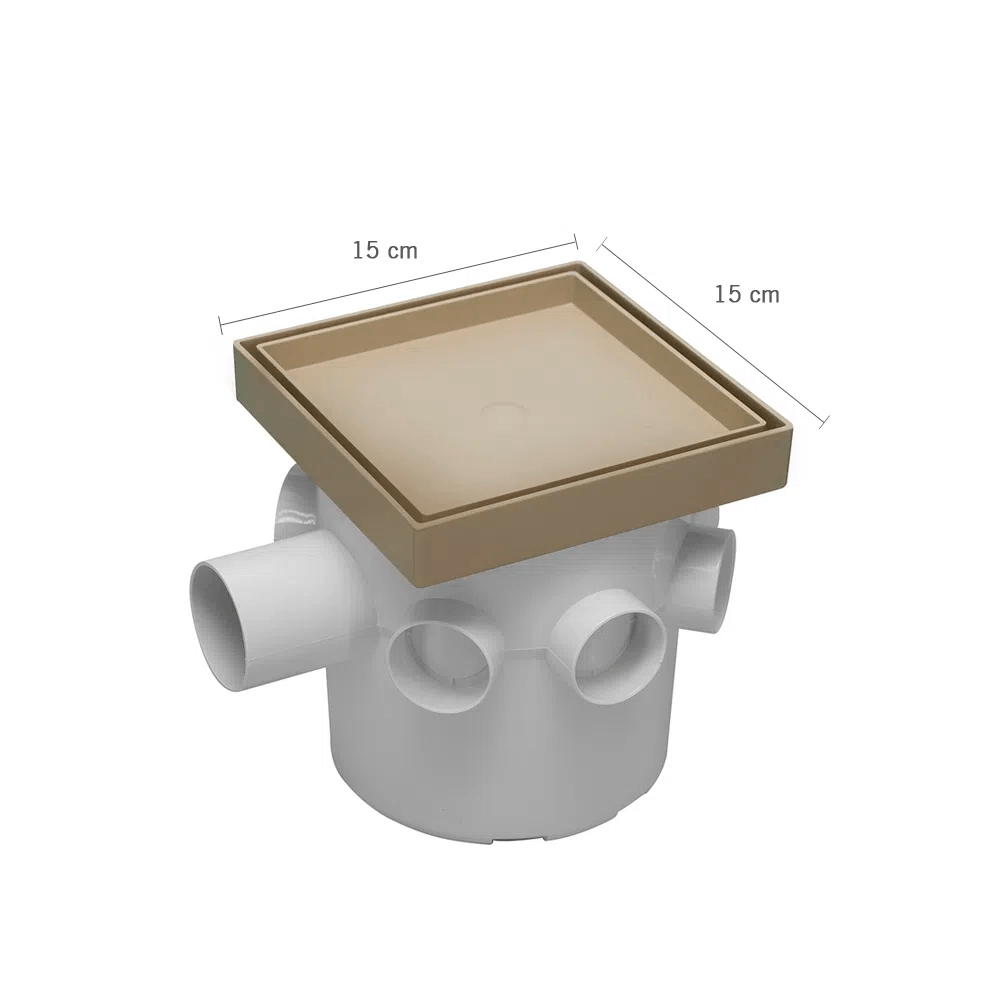 Caja Sifonada Astra Plastico Cuadrado de 6" CS5RO15-BG Beige Oculto