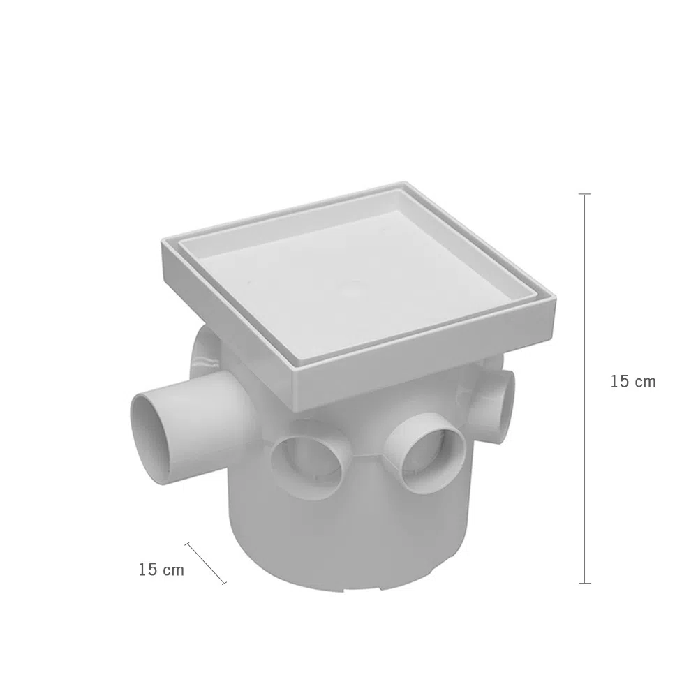 Caja Sifonada Astra Plastico Cuadrado de 6" CS5RO15-BR Blanco Oculto