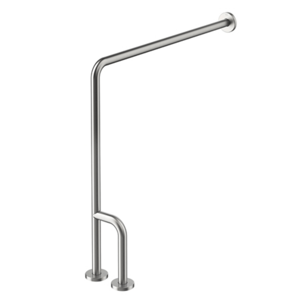 Barra de Apoyo Piso Fijo en L Docol 80cm Derecho 00976616 Benefit Acero Inox Cepillado