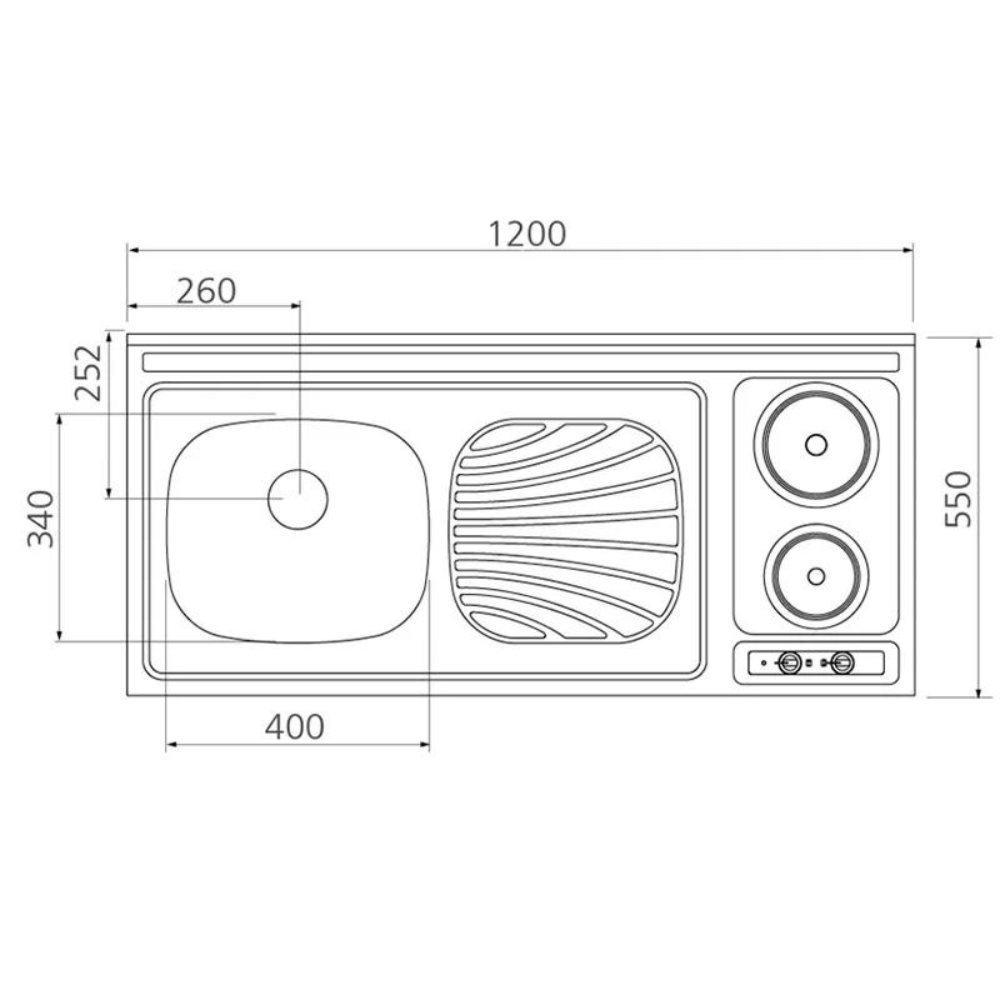 Lavaplatos-Cocina Electricidad 93711/903 120x55 Cubeta Izquierda
