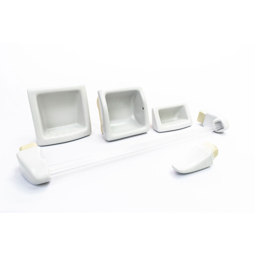 Accesorios Baño Ferrum Clásico Gris Satinado AJS6B Juego 5 Pza.