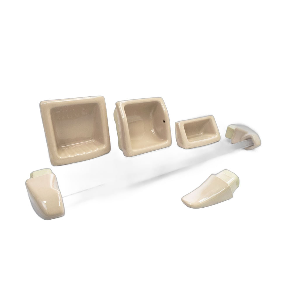 Accesorios Baño Ferrum Clásico Beige AJS6B Juego 5 Pza.