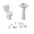 Baño Milan Blanco Simple Descarga con Asiento y Accesorios 3 Pzas