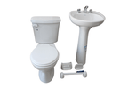 Baño Roma Blanco Boton Lavatorio Andina con Asiento y Accesorios 6 Pzas