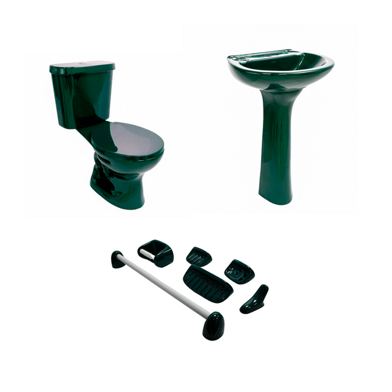 Baño Roma Cipres Simple Descarga con Asiento y Accesorios 6 Pzas