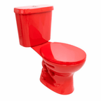 Inodoro Ferrum Roma Rojo Botón Descarga Simple con Asiento Estandar