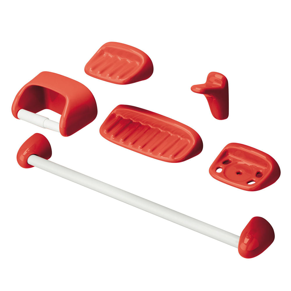 Accesorios Baño Ferrum B579.15 Rojo Juego 6 piezas