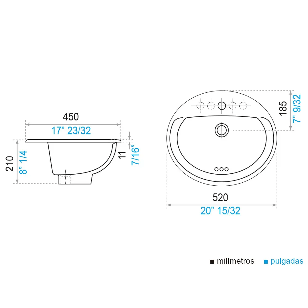 Lavatorio Encastrar Sobre Mesada Elea Oval B231.1 Blanco
