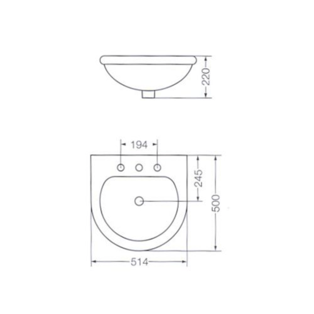 Lavatorio Mesada Avignon L5M3J 50cm 3H Blanco