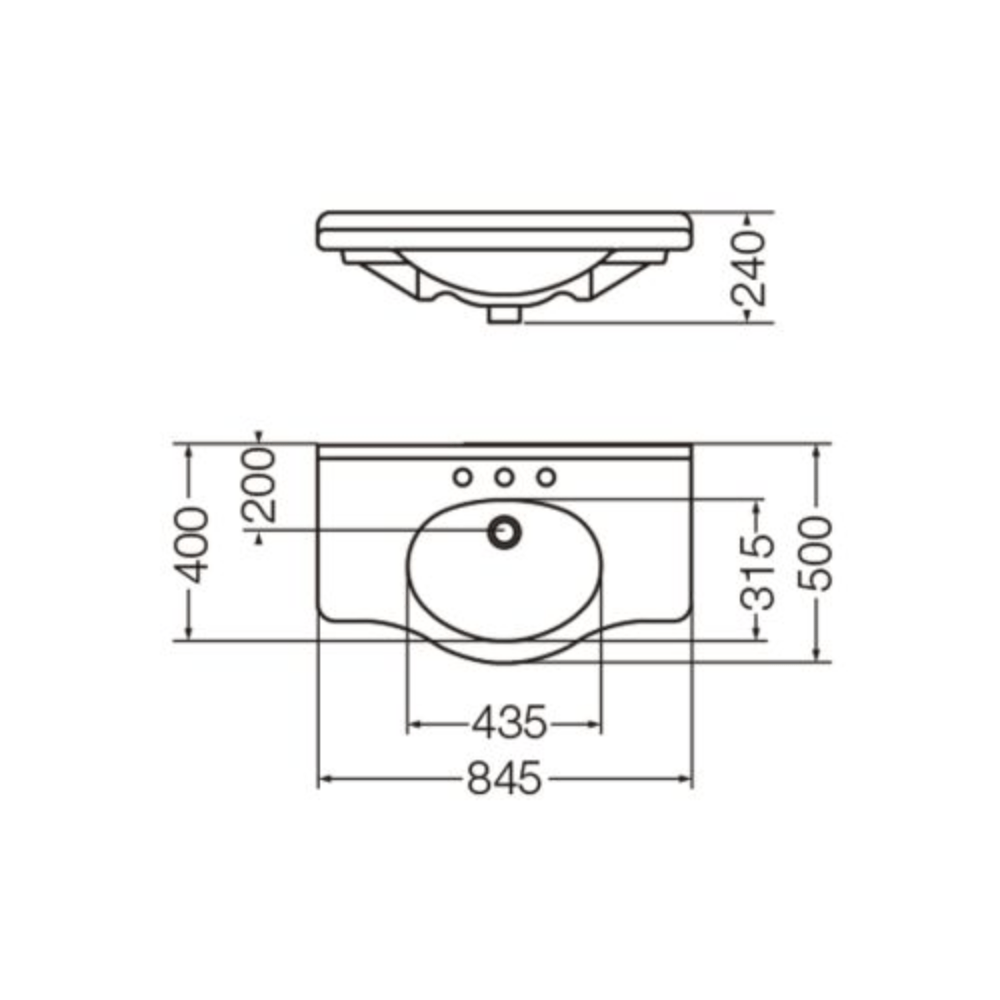 Lavatorio Mesada Limoges LI83F 85cm 3H Blanco