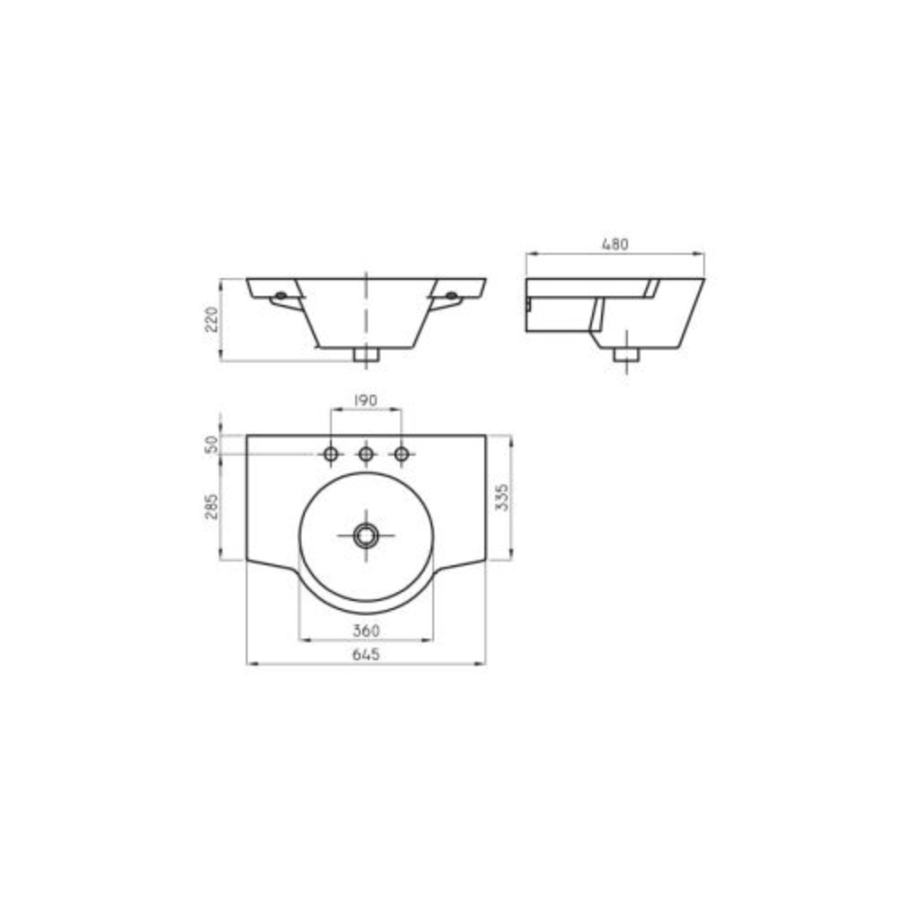 Lavatorio Mesada Marina LH63J 65cm Blanco