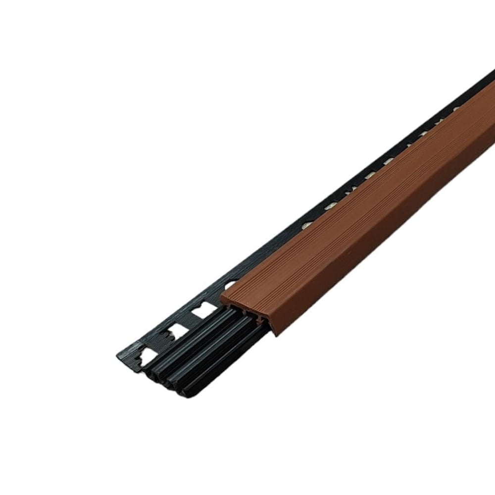 Nariz de Escalon PVC 35mm Nefusac Rodo Paso con Tapa PVC Tabaco de 2.40mt