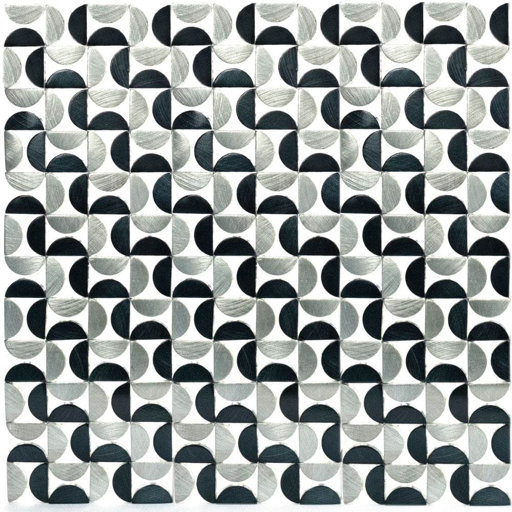 Malla 30.5x30.5 VP10 Aluminio Sermicircular Negro y Plata