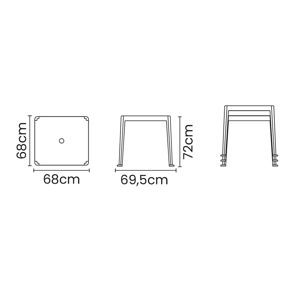 Mesa Cuadrada Tramontina Tambau 92314/210 Gris