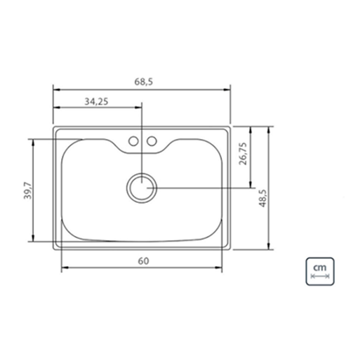 Lavaplatos Encastre Simple Inox 93806/122 68.5x48.5x20.3 Morgana
