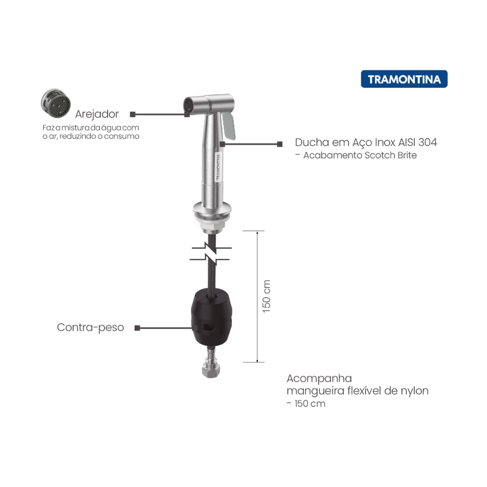Ducha de Mano para fregadero Tramontina 94516/000 Inox