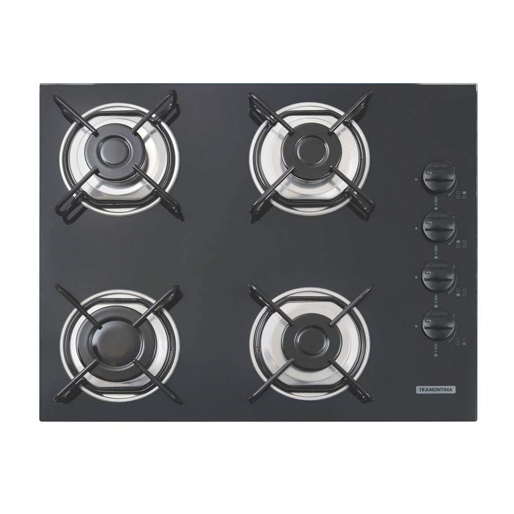 Placa Coccion Vidrio Gas 4 Quemador 94703/521 58x51 Negro