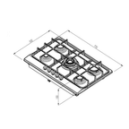 Placa Coccion Inox Gas 5 Quemador 94716/121 75x50 Triple