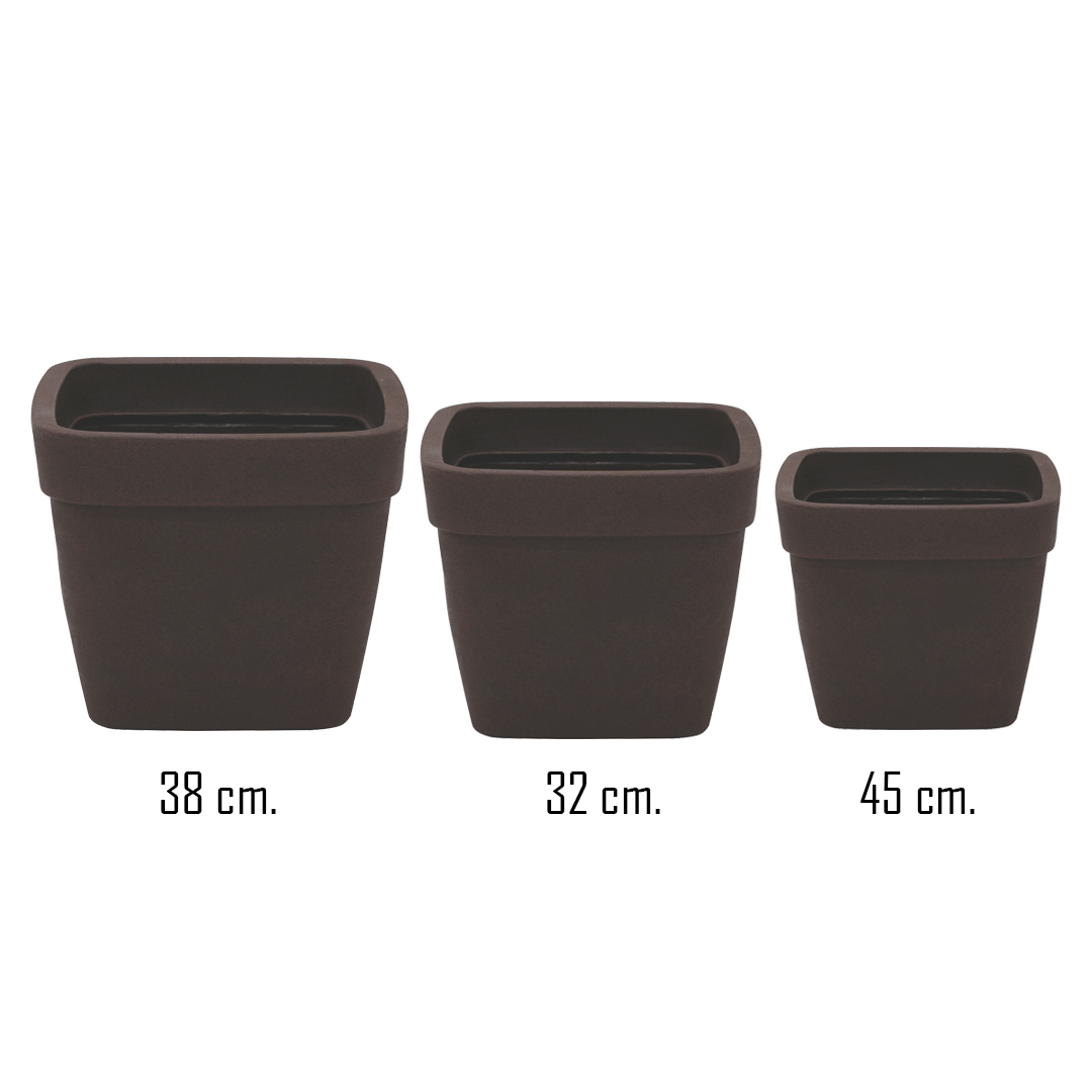 Maceta Tramontina Romano Marron Juego 3 Pzas (32, 38, 45cm)