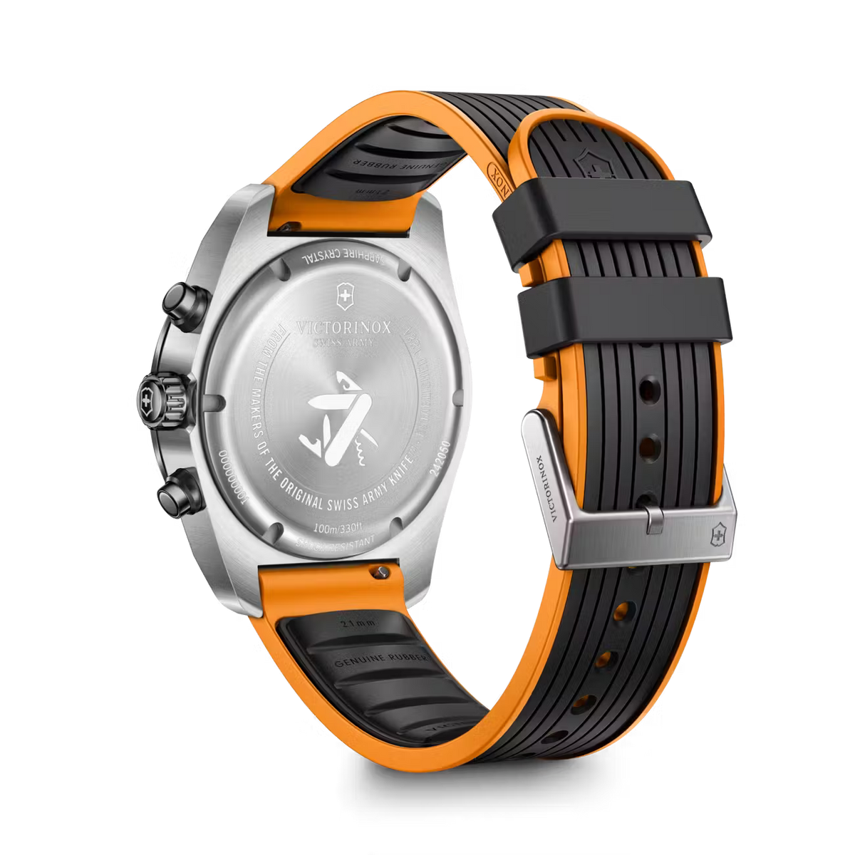 Reloj Swiss Army Chrono Correa de Caucho Negro/Naranja