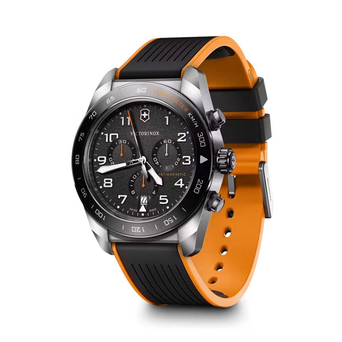 Reloj Swiss Army Chrono Correa de Caucho Negro/Naranja