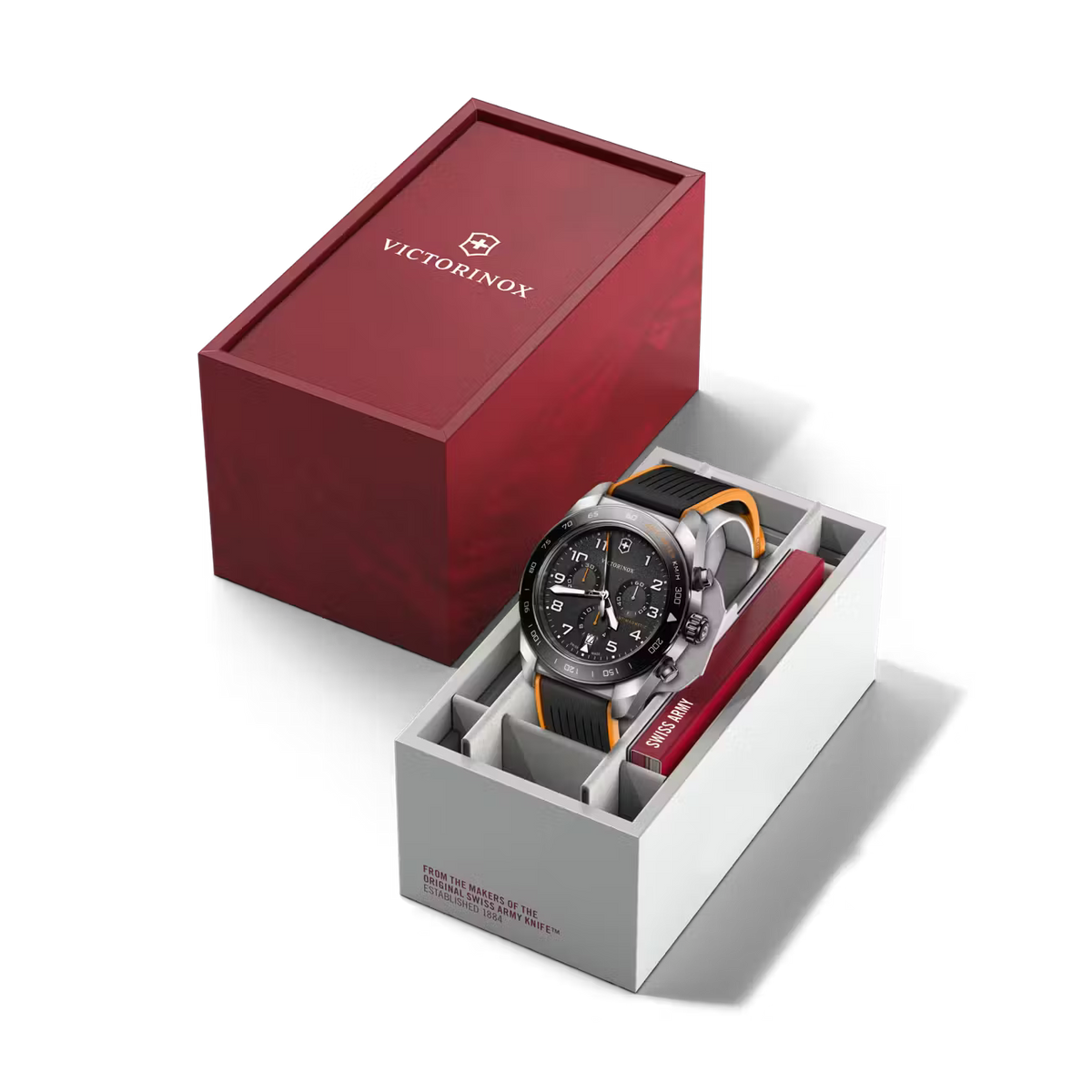 Reloj Swiss Army Chrono Correa de Caucho Negro/Naranja