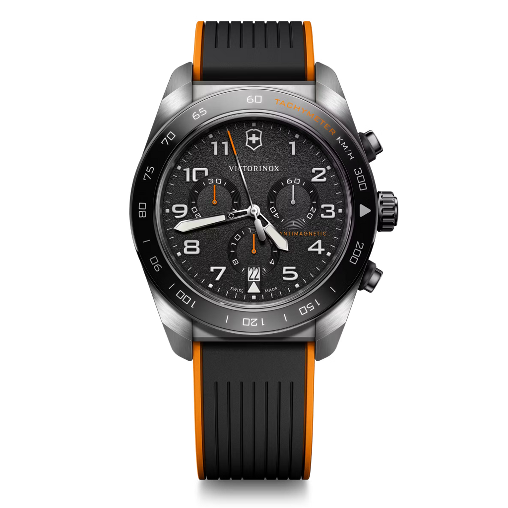 Reloj Swiss Army Chrono Correa de Caucho Negro/Naranja