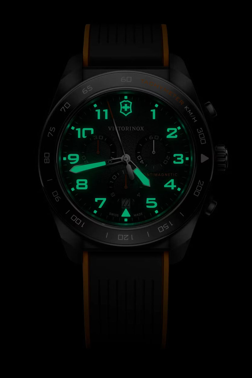 Reloj Swiss Army Chrono Correa de Caucho Negro/Naranja