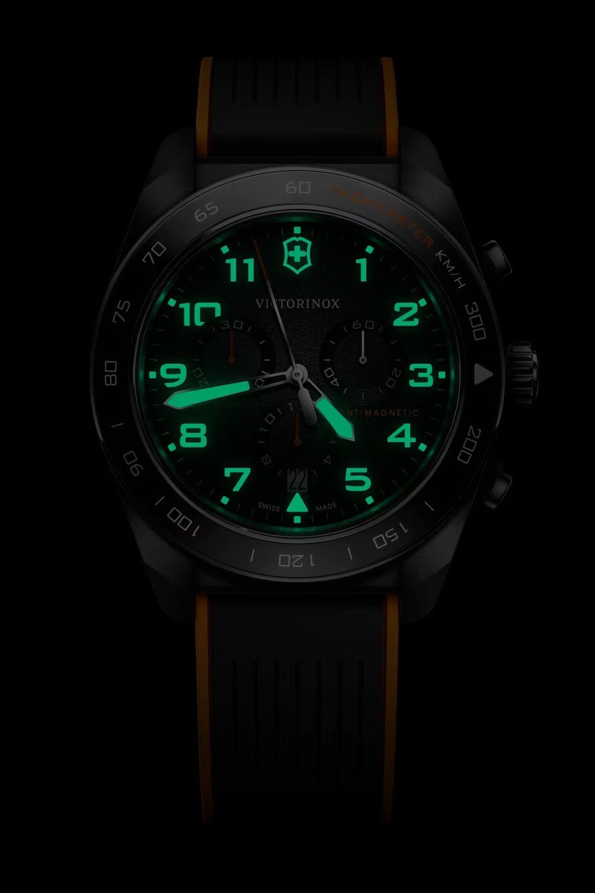 Reloj Swiss Army Chrono Correa de Caucho Negro/Naranja