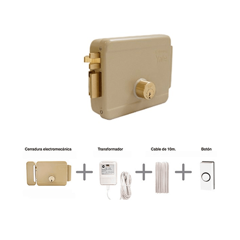 Chapa Puerta Sobreponer Electrica Yale 10730 (Chapa, Transformador, Cable, Pulsador)